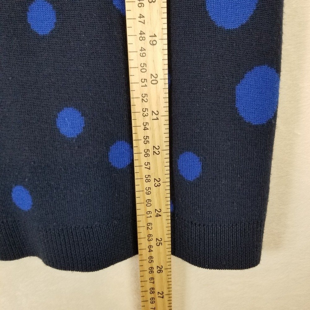 Garnet Hill Womens Navy‎ Blue Polka Dot 100% Wool Crew Neck Sweater Size M - Picture 5 of 7